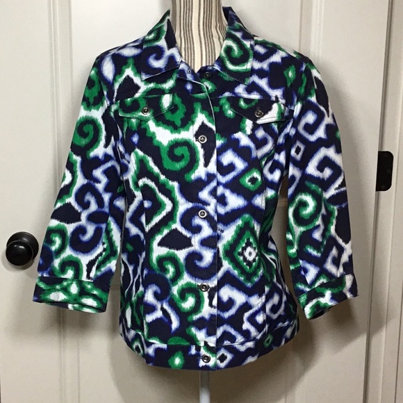 Chico's Jackets & Blazers - Chico’s Abstract Print Twill Jacket